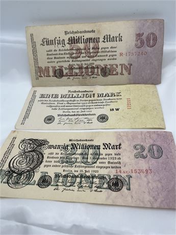 1923 German bank notes lot