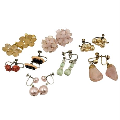 Lot of 8 Clip-On/Screw Back Earrings