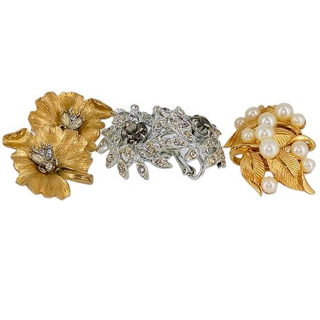 Vintage Sarah Coventry and Trifari Gold-tone Clip-on Earrings