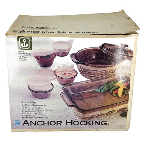 NIB Anchor Hocking Basket Buffet Ovenware Set