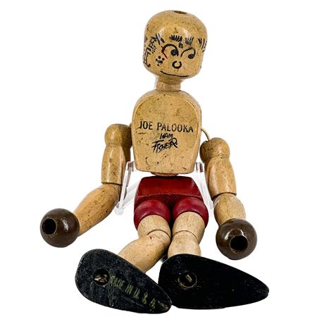Joe Palooka Vintage Wooden Push Puppet Toy