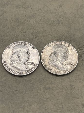1952 D and 1962 D Franklin Half Dollars