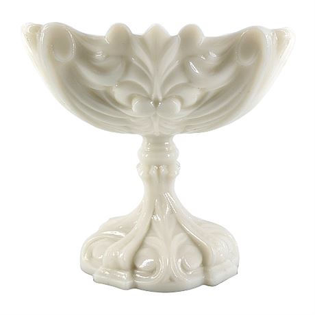 Portieux Vallerysthal UV Reactive French Art Nouveau Milk Glass Compote