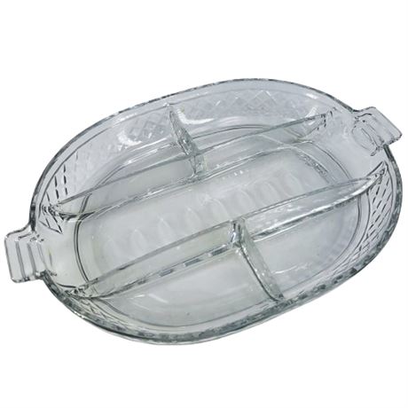 Vintage Clear Cut Glass Divided Relish Tray