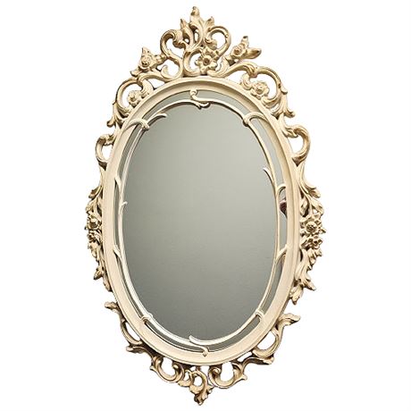 Mid-Century Hollywood Regency Syroco Ornate Oval Mirror