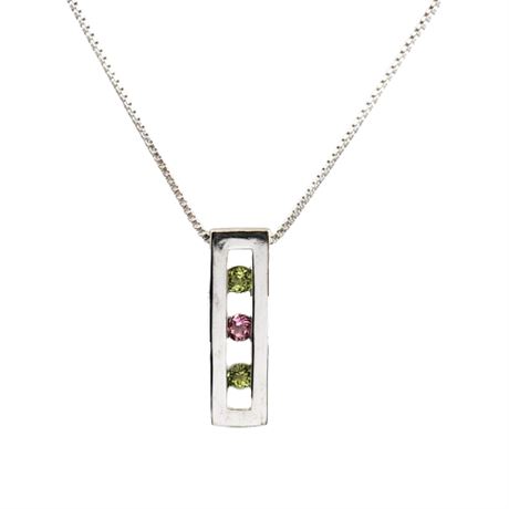 Sterling Silver Faux Gemstone Pendant Necklace
