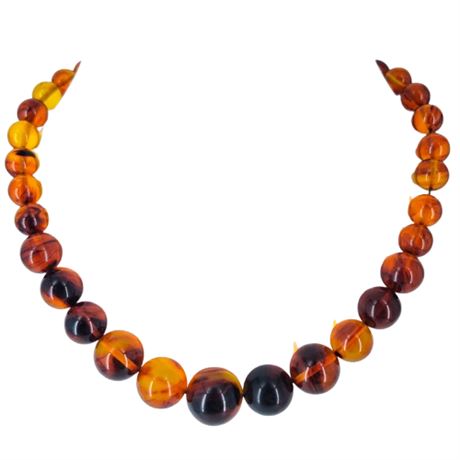 Vintage Castle Cliff Plastic Amber Bead Necklace