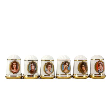 Lot of Six Franklin Porcelain First Ladies Thimbles