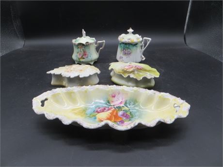 RS Prussia Jam Jars, 2 Trinket Boxes & Celery Dish