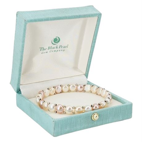 THE BLACK PEARL GEM CO. Genuine Freshwater Pearl Stretch Bracelet