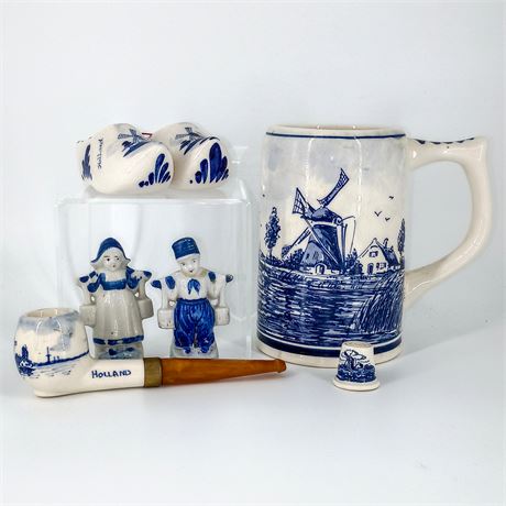 Vintage Delft Blue Holland Pottery Collection