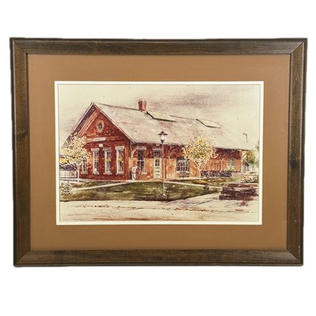 Framed Art Print of Historic Nordson Depot Train Station Amherst, OH by Mandoke