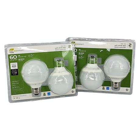 NEW  Ecosmart 60 Watt Equivalent Soft White Globe Lightbulbs