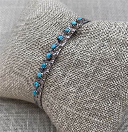 AP signed Petite Turquoise & Sterling Silver Cuff Bracelet