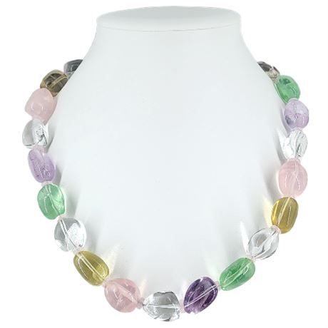 Artisan Made Chunky Multi-Gemstone Bead Necklace
