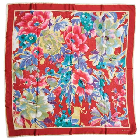 Vintage SALDARINI for Higbee's Floral Italian Silk Scarf