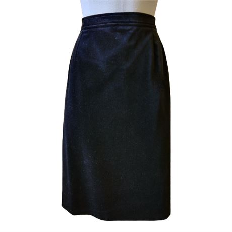 Yves Saint Laurent Black Velvet Pencil Skirt