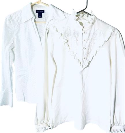 Vtg Women's White Blouses (2)