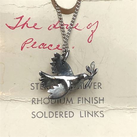 Vintage Sterling Silver "The Dove of Peace" Pendant Necklace