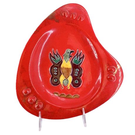 Southwest Phoenix Bird Red Ceramic Ashtray
