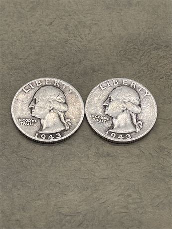 Two (2) 1943 Washington Quarters