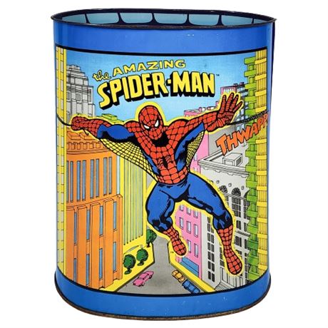 Vintage 1979 Amazing Spider-Man Metal Trash Can