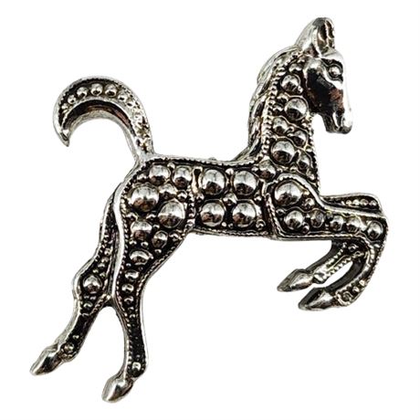 Vintage Small Silver Tone Pony Brooch