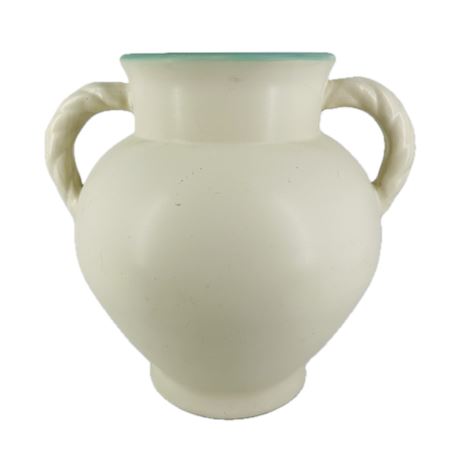 Vintage Large Coors Pottery Matt Cream Double Handle Vase