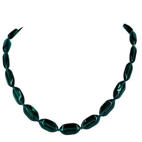 Vintage Green Glass Beaded Necklace