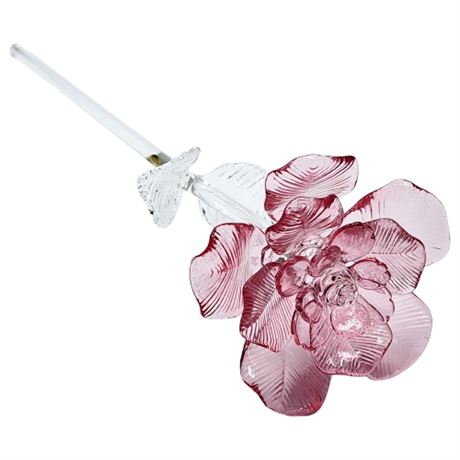 Waterford "Fleurology" Pink Crystal Rose Sculpture, New in Box