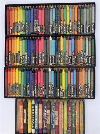 5 Boxes Art Deco American Crayon Co. Crayonex Drawing Crayons, Sandusky OH