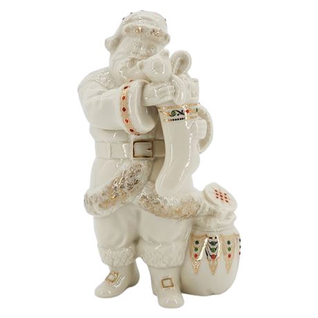 Vintage Lenox China Jewels "Twas The Night" Porcelain Santa Figurine
