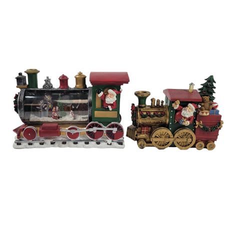 Resin Led Santa Train w/Caroler Scene / Christmas Musical Train w/ LED Light