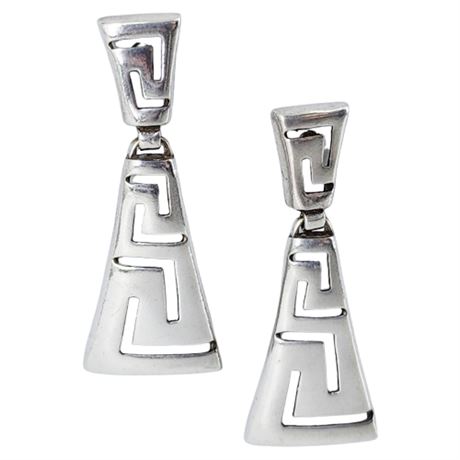 Vintage Sterling Silver Greek Meander Earrings