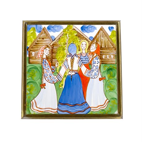 Vintage Decorative Russian Ceramic Tile