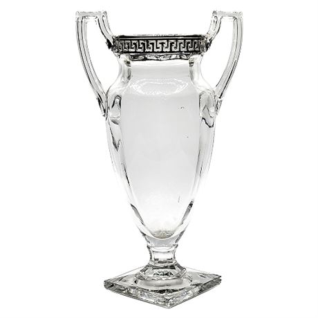 US Sheraton by US Glass Greek Key Glass Vase