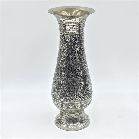 VTG Silvered Brass Indian Vase