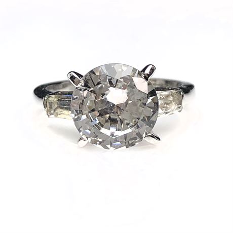 Vintage ESPO Sterling Silver Rhodium Plated Solitaire Ring