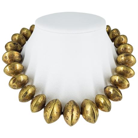 Vintage Ethiopian Tribal Brass Beaded Choker Necklace
