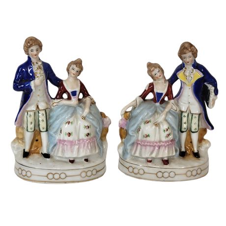 Set of 2 Maruyama Colonial Couple Figurines - Made in Occupied Japan