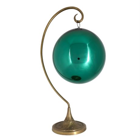 Antique 8" Green French Kugel, Vergo Glass