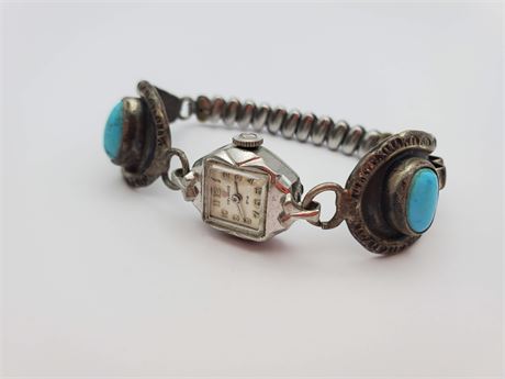 Sterling Turquoise Navajo Watch Band