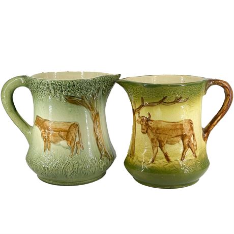 Lot of Two Antique Roseville Pottery Early Wares Pitchers