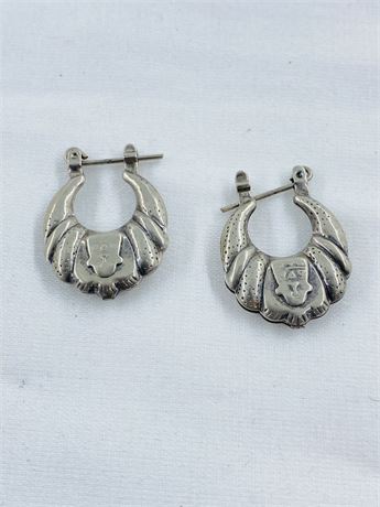 Vtg Mexico Sterling Earrings w/ Tribal Chief