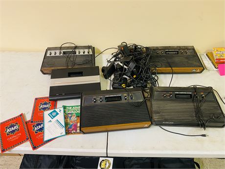 Atari Lot - 5 Consoles, Controllers, Booklets, Cords