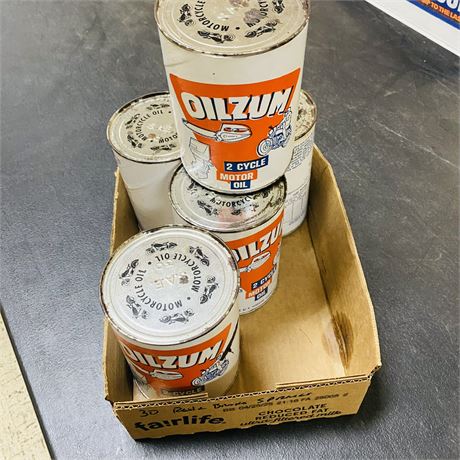 5 NOS Oilzum Quart Cans
