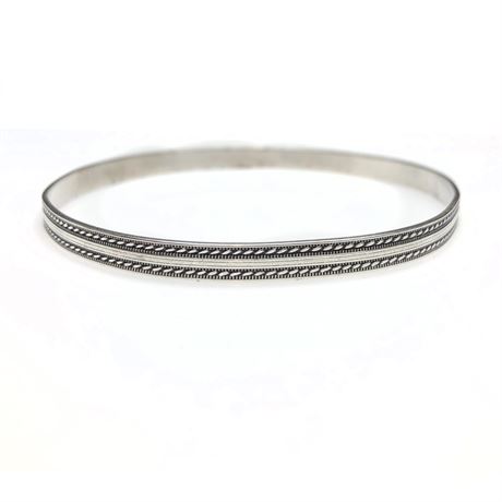 Vintage Sterling Silver Fancy Design Bangle Bracelet