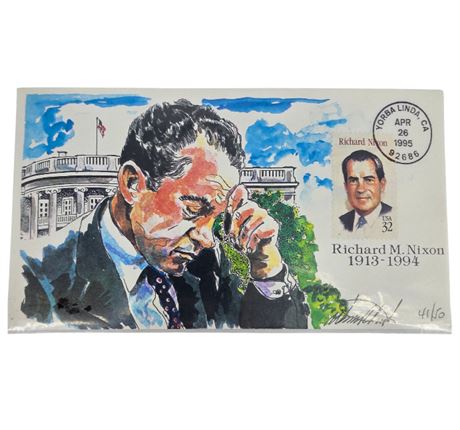 FDC Richard M Nixon 1995 Hand Painted & Signed