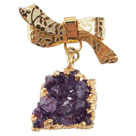 Vintage Amethyst Crystal Bow Brooch