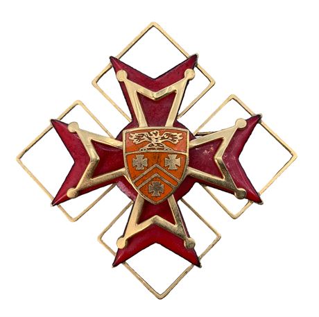 Heraldic Maltese Star Eagle Enamel Shield Brooch